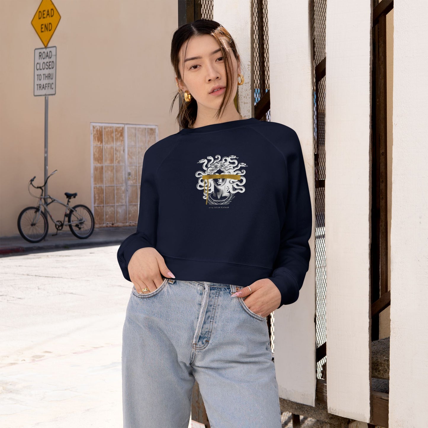Cropped Fleece Pullover with Artist Logo
