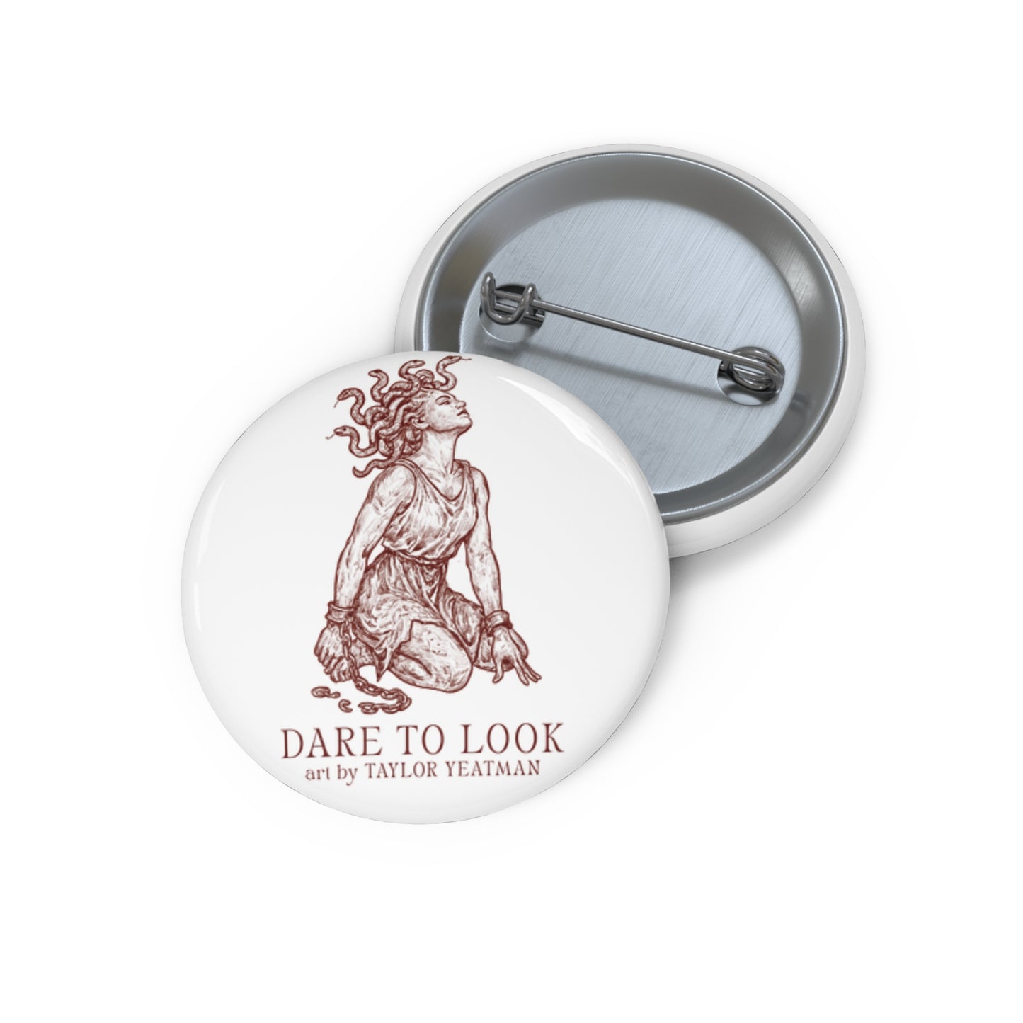 Medusa 'Dare to Look' Pin Button — Broken Chains Design