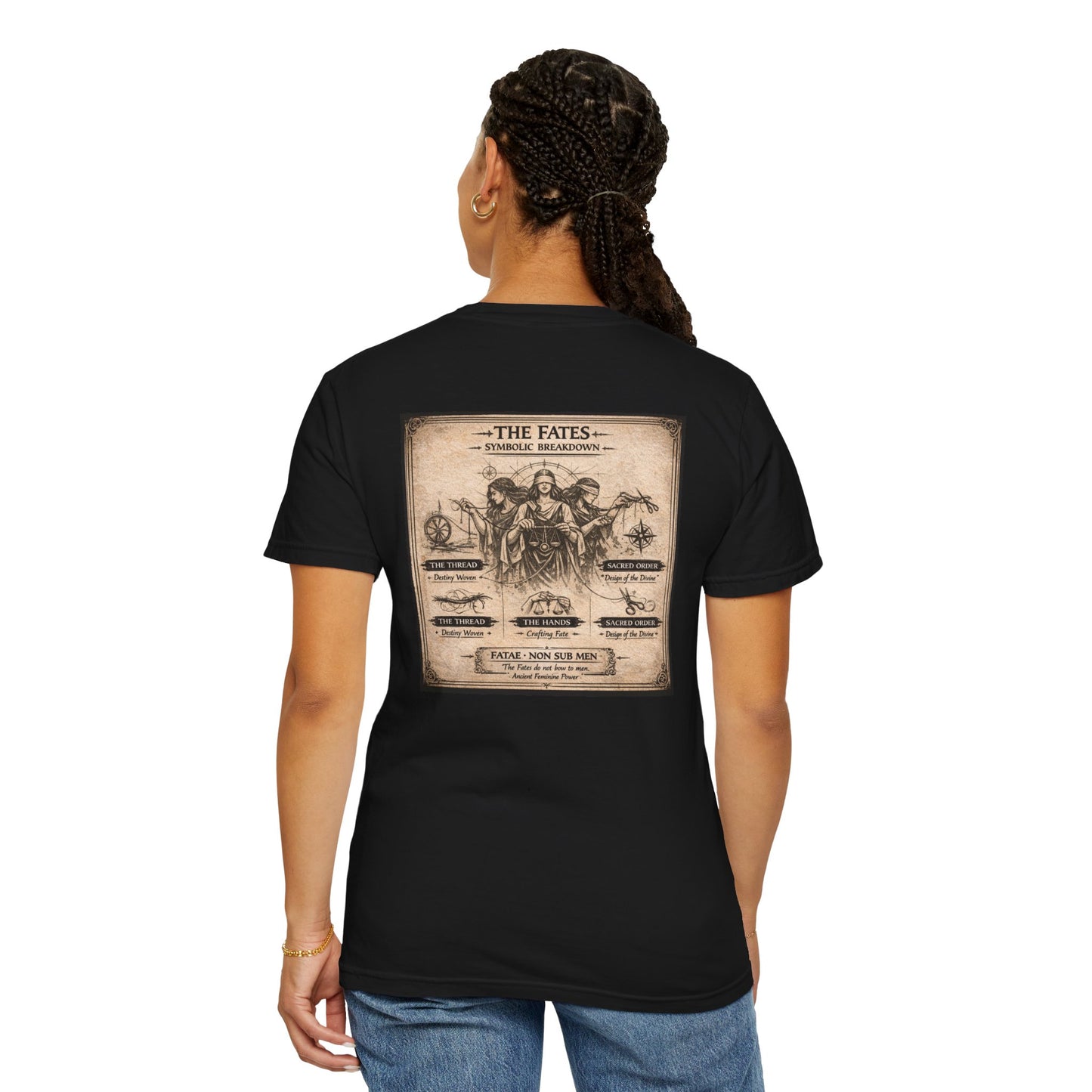 THE FATES - back design - Unisex Garment-Dyed T-shirt