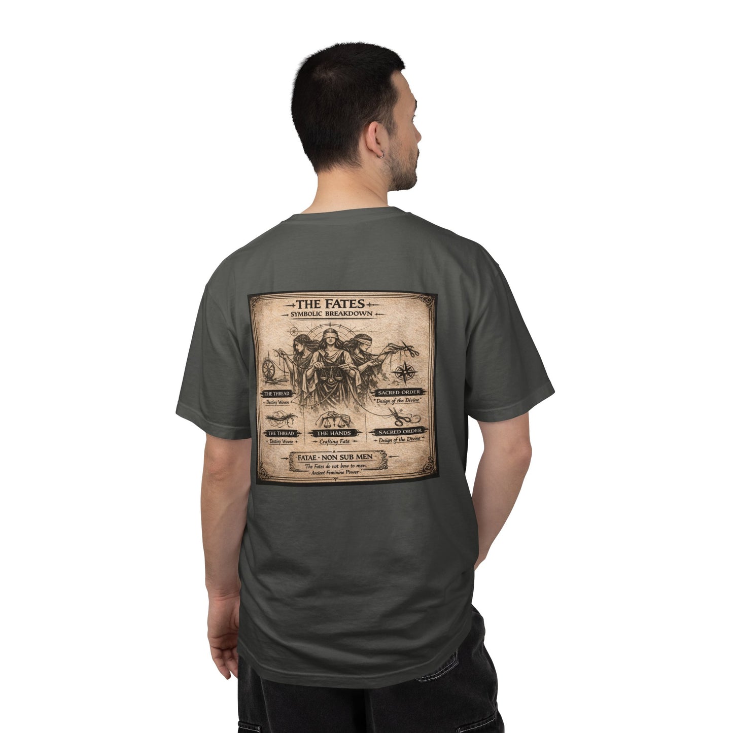 THE FATES - back design - Unisex Garment-Dyed T-shirt