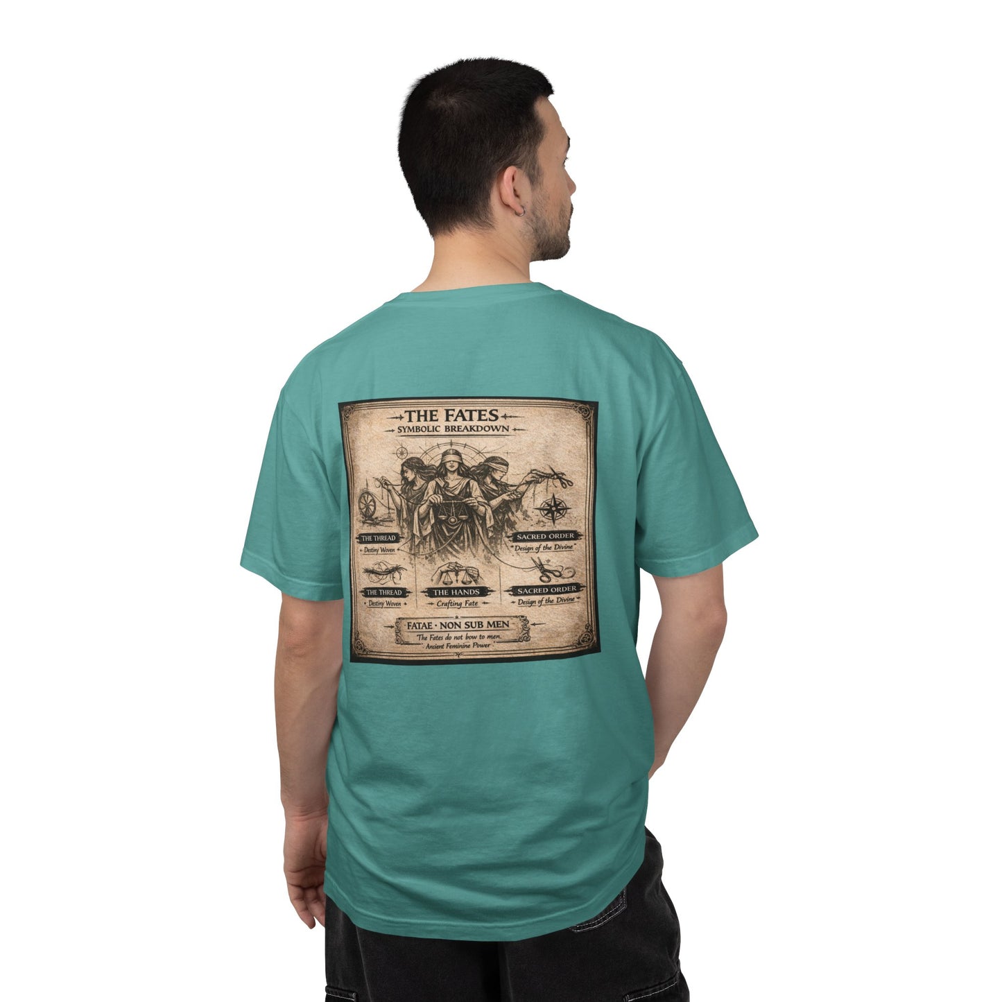 THE FATES - back design - Unisex Garment-Dyed T-shirt