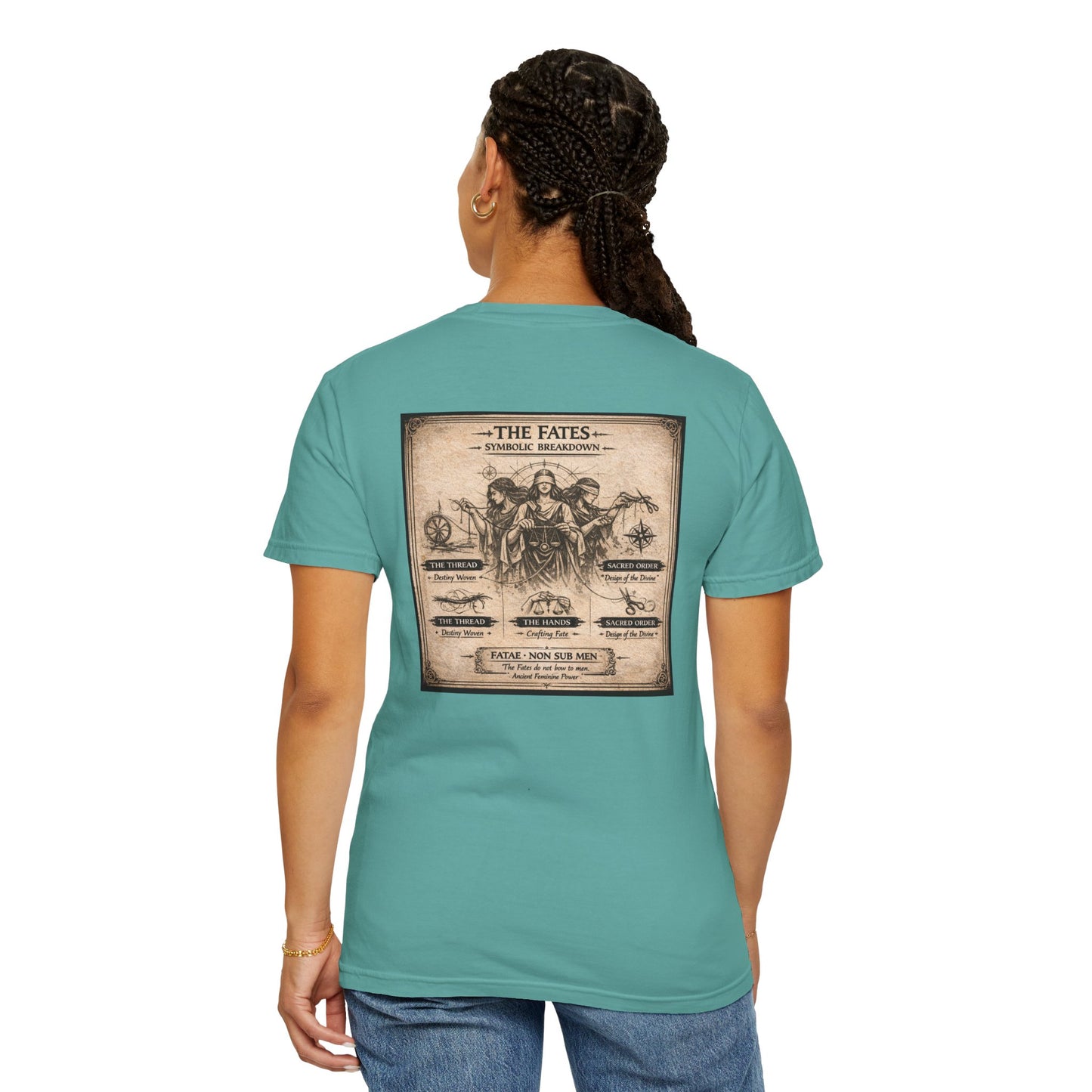 THE FATES - back design - Unisex Garment-Dyed T-shirt