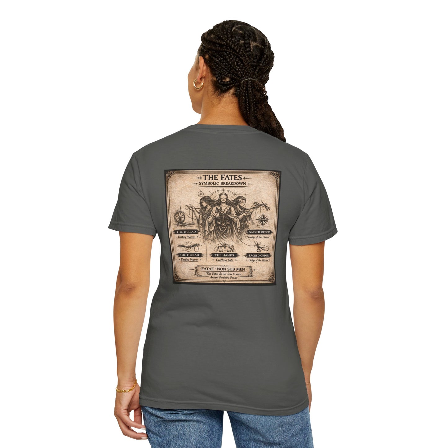 THE FATES - back design - Unisex Garment-Dyed T-shirt