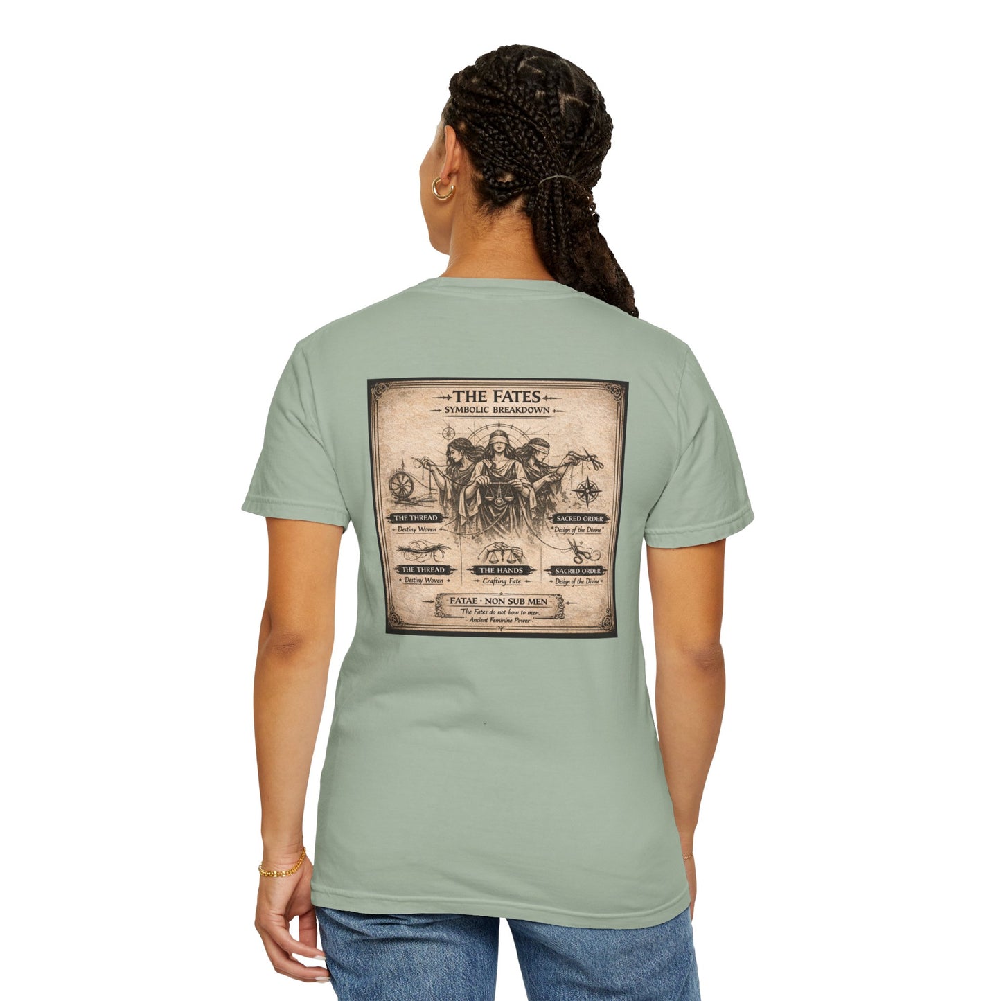 THE FATES - back design - Unisex Garment-Dyed T-shirt