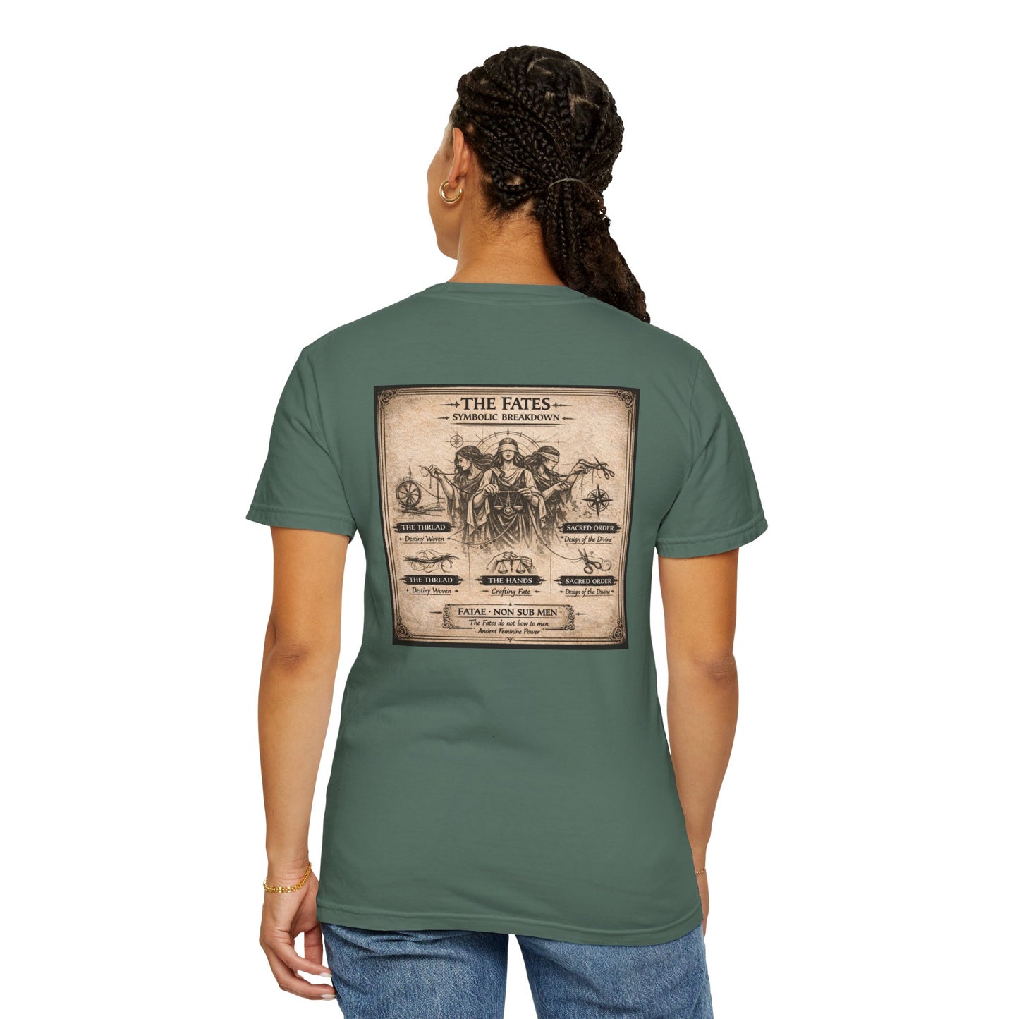THE FATES - back design - Unisex Garment-Dyed T-shirt
