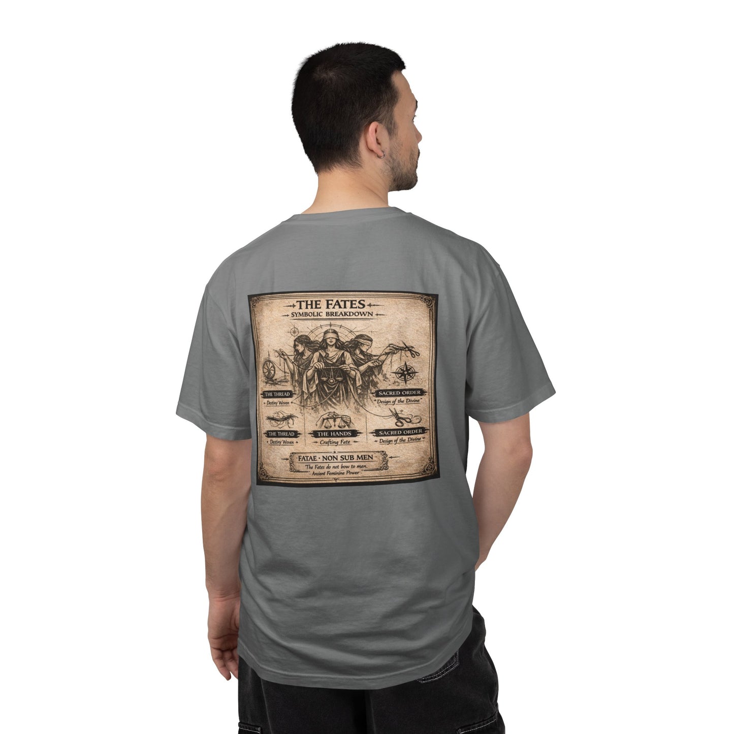THE FATES - back design - Unisex Garment-Dyed T-shirt
