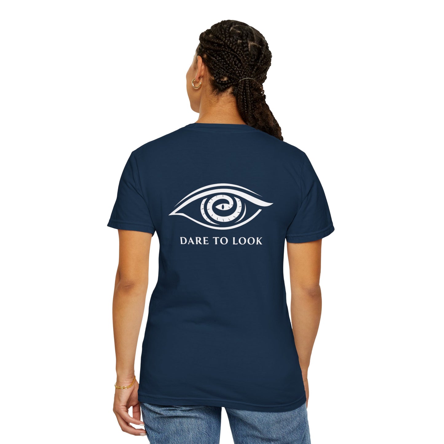 Dare to Look Eye Graphic T‑Shirt — Front Logo, Bold Back Artwork