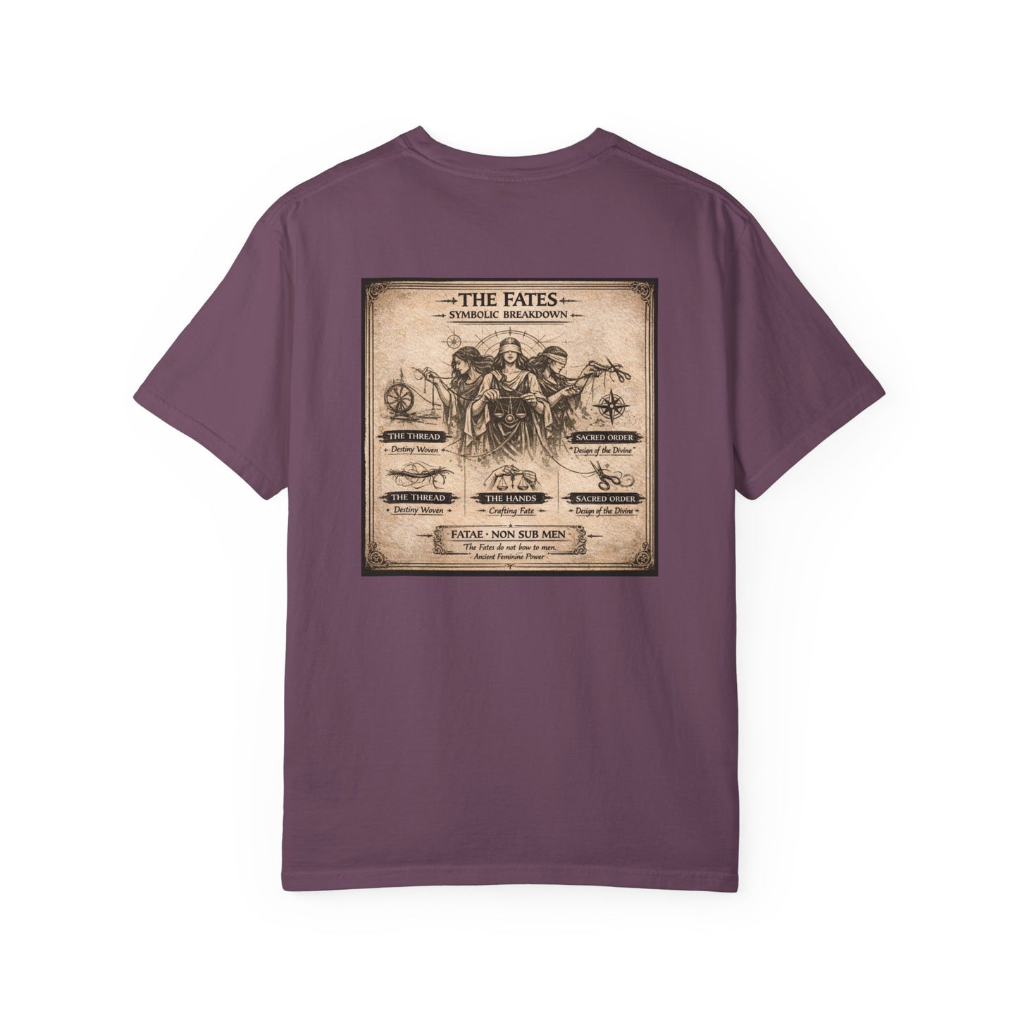 THE FATES - back design - Unisex Garment-Dyed T-shirt