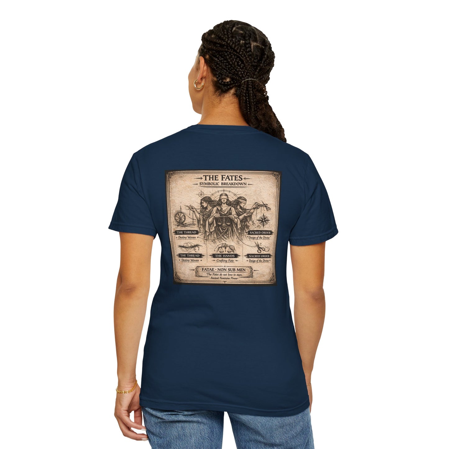 THE FATES - back design - Unisex Garment-Dyed T-shirt