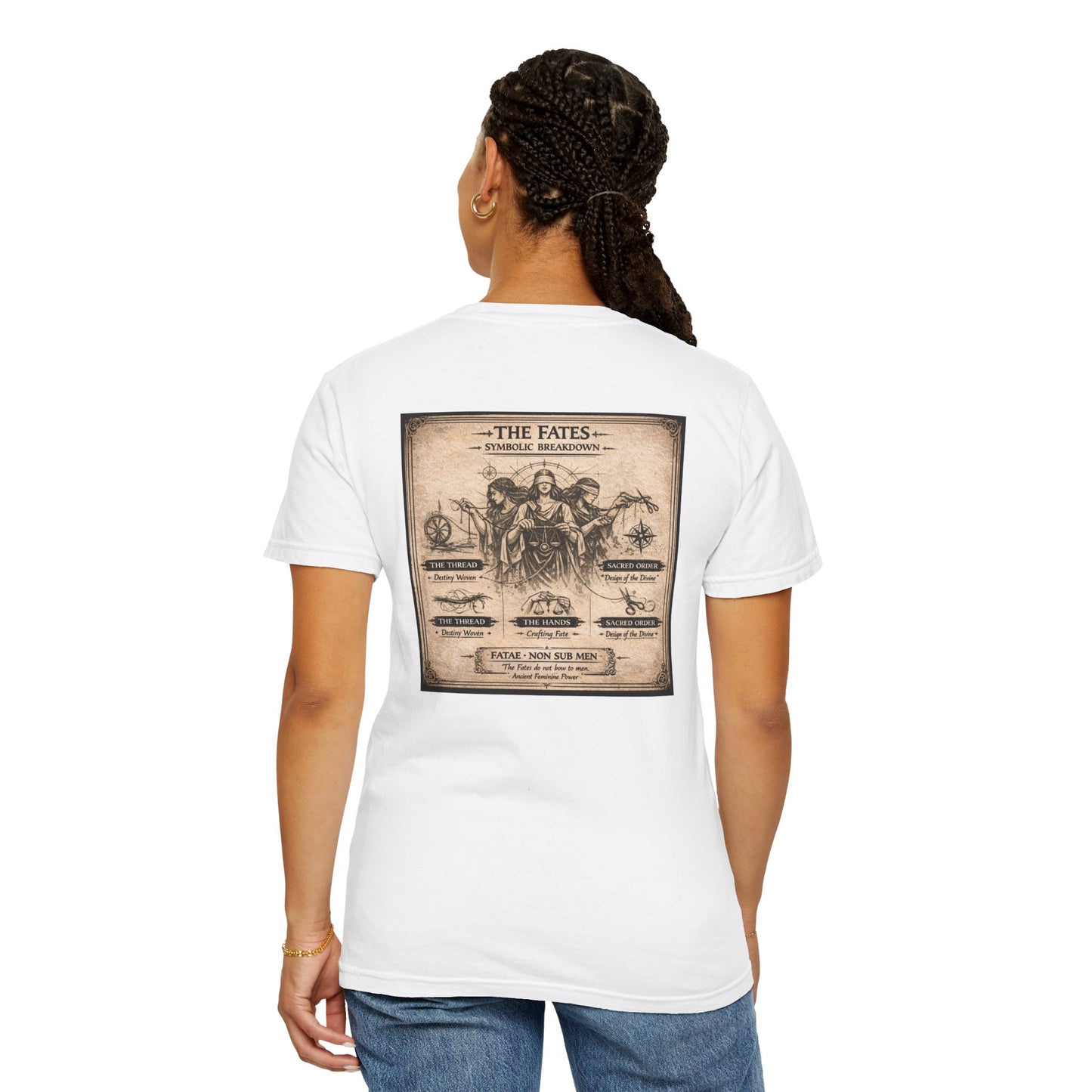 THE FATES - back design - Unisex Garment-Dyed T-shirt