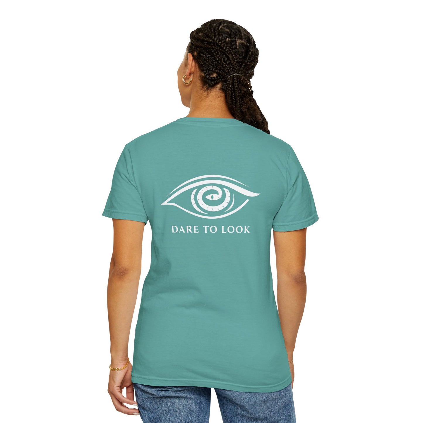 Dare to Look Eye Graphic T‑Shirt — Front Logo, Bold Back Artwork