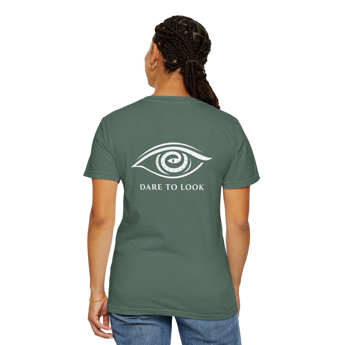 Dare to Look Eye Graphic T‑Shirt — Front Logo, Bold Back Artwork